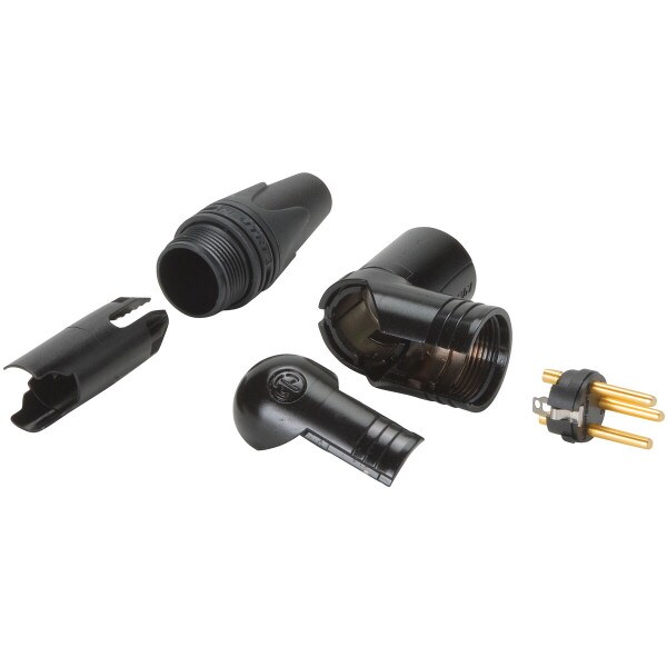 Main product image for Neutrik NC3MRX-B XLR Right Angle Male Black Gold 092-027